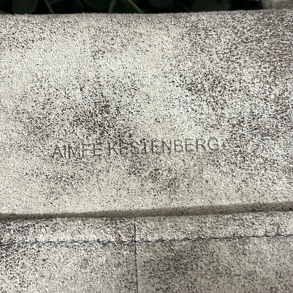 Aimee Kestenberg Gray w/ Irridescent Metallic Leather Satchel Handbag great - Picture 4 of 10